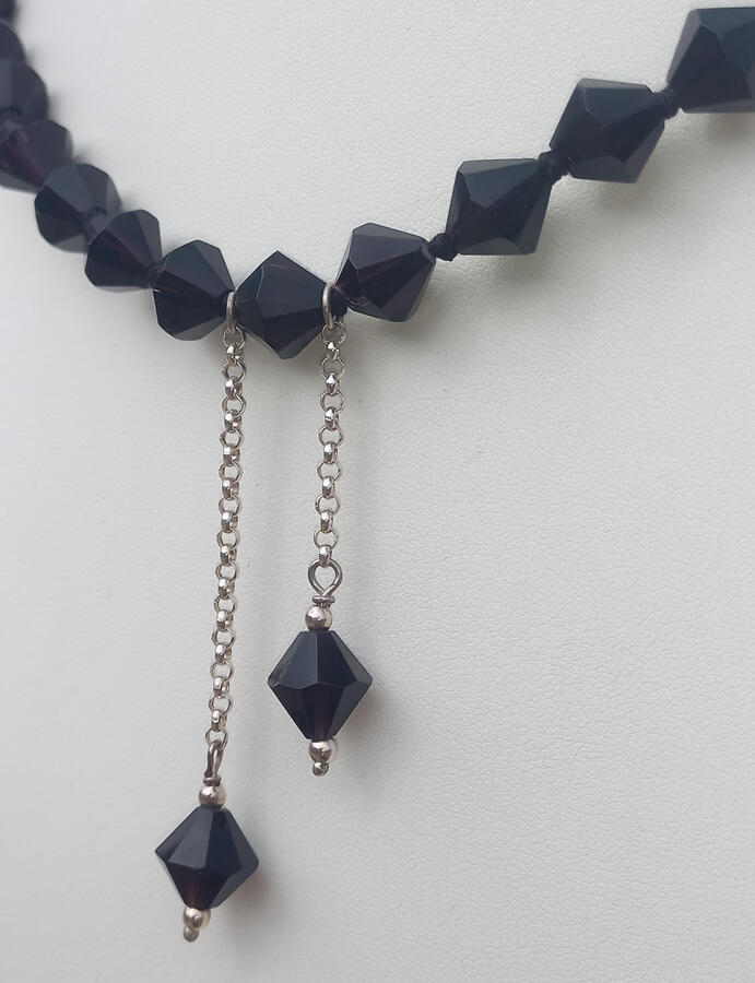 Glass conical beads with sterling silver attachments